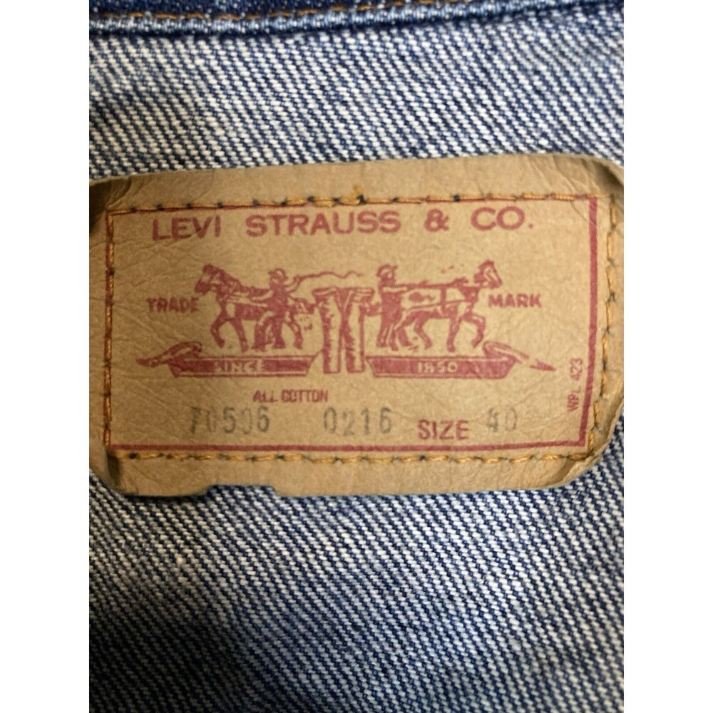 Levis Upcyled Jean Jacket XL Denim Trucker Faded Biker Street Rock 80s 90s Y2K - Picture 6 of 12